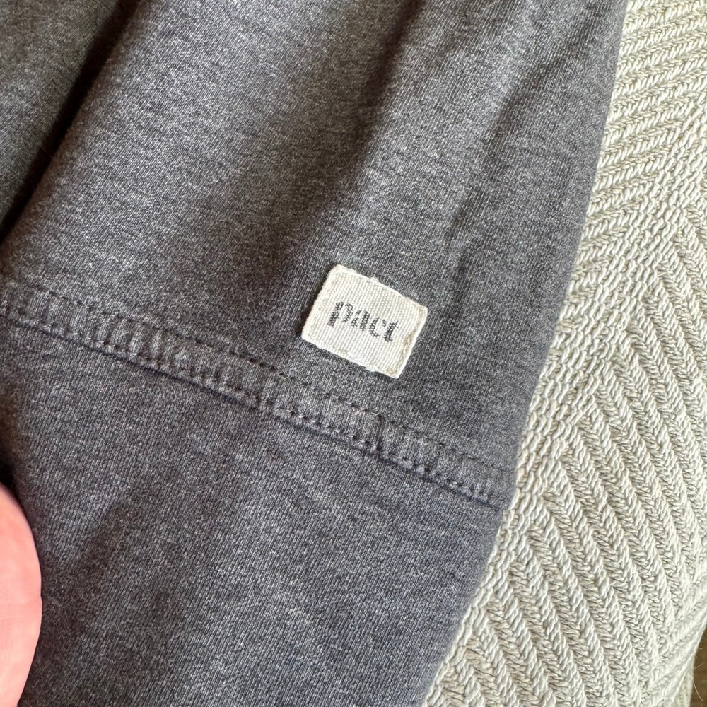 Pact Mens Organic Cotton Quarter Zip Pullover Charcoal Gray Heather XL - Picture 6 of 9